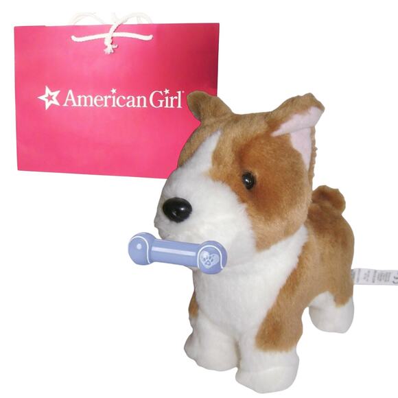 American Girl Corgi Dog Plush Doll Pet Puppy Toy & Bone Magnetic Holds Gift Bag - Picture 9 of 9